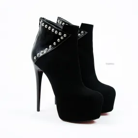 Black Pinned Platform Ankle Boots