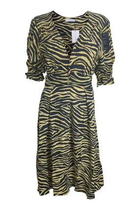 FAITHFULL THE BRAND Amaia Zebra Yellow Rafa Midi Dress (AU 8 | US 4 | UK 8)