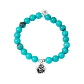 Rose | Stone Beaded Charm Bracelet | Turquoise