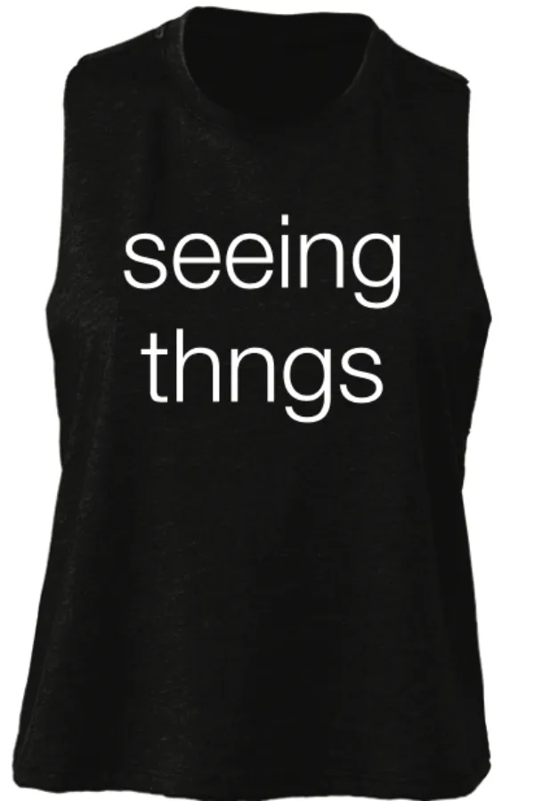 seeing thngs Crop Racer Tank