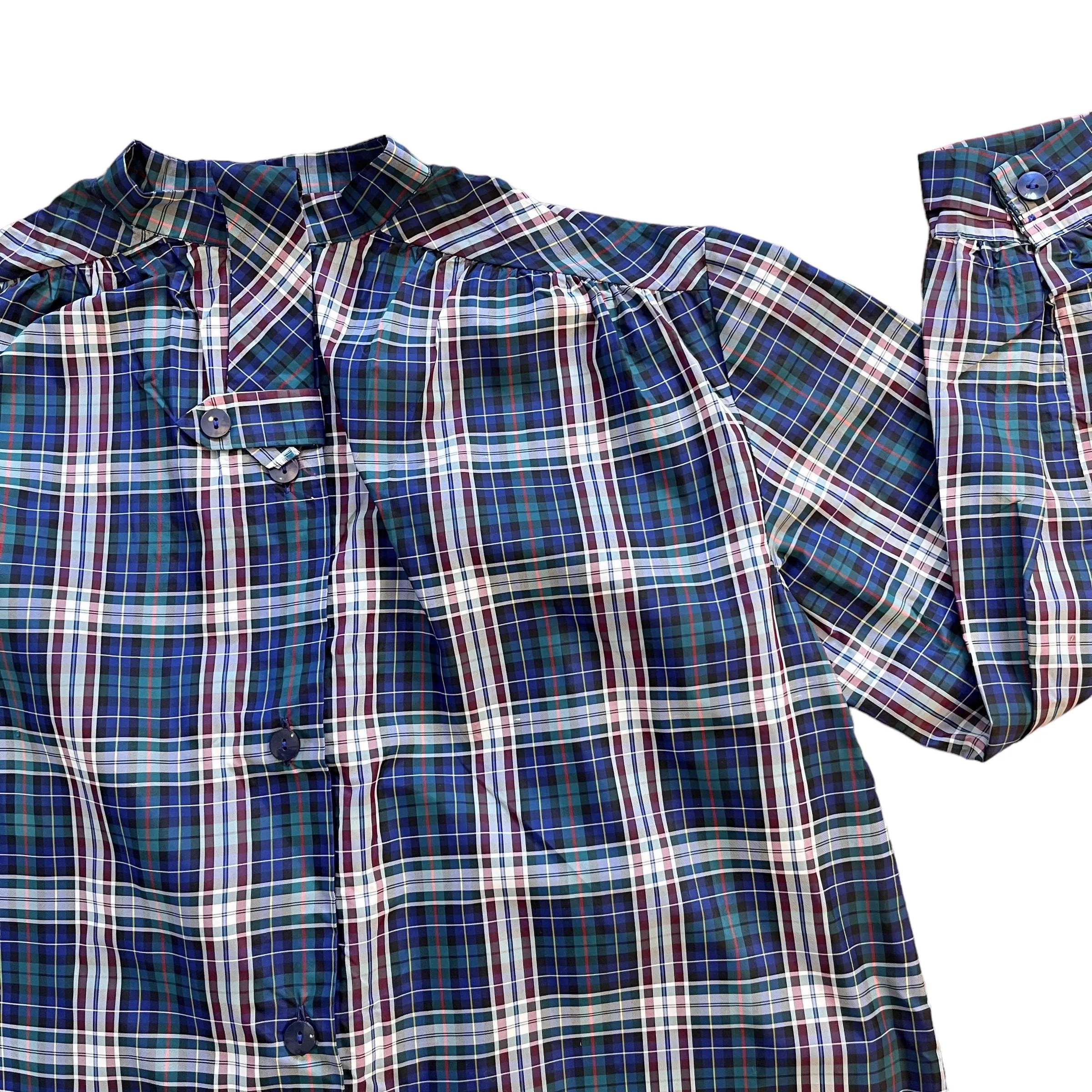 Vintage 1960's Tartan Nylon Overshirt / Blouse  / 10-12Y