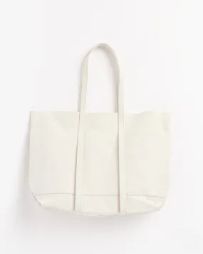 Washed Canvas 6 Pockets Tote in White